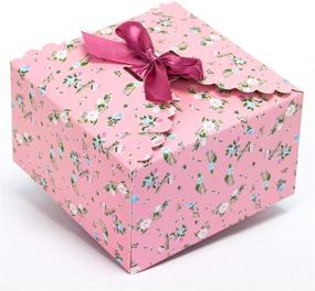 img 1 attached to 🎁 Assorted Floral Gift Boxes with Lids - 12 Pack of Foldable Decorative Boxes, 5.8” x 5.8” x 3.7” - Ideal for Cupcakes, Party Favors, Bridesmaid Gifts - Thick 400GSM Small Cardboard Gift Boxes