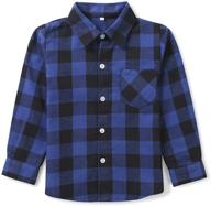 boys' and girls' long sleeve plaid flannel button down shirt logo