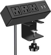 💡 convenient desk clamp power strip with usb ports & desk mount charging station, 3 outlets, 6ft cable - 125v 12a 1500w logo