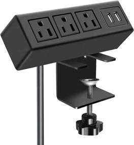 img 4 attached to 💡 Convenient Desk Clamp Power Strip with USB Ports & Desk Mount Charging Station, 3 Outlets, 6FT Cable - 125V 12A 1500W