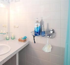 img 1 attached to SANNO Strong Suction Cup Shower Caddy Bath Shelf Storage Combo Organizer - No Damage Rustproof Bathroom & Kitchen Accessory Basket - Stainless Steel