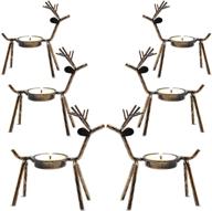 🦌 6-pack reindeer tea light candle holders - metal christmas decoration for home - reindeer candle holder - holiday metal candle holder logo