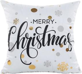 img 2 attached to 🎄 LEIOH Christmas Pillow Covers 4 Pack with Gold Stamping Print - Snowflakes Merry Christmas Decorative Sofa Throw Pillow Cases - Cushion Covers 18 X 18 Inch - Polyester Satin Fabric