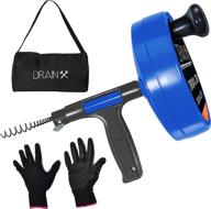 🔧 35-ft drainx pro steel drum auger plumbing snake: drain cleaning cable set with work gloves and storage bag логотип