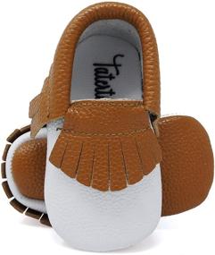 img 4 attached to 👶 Genuine Leather Soft Sole Moccasin Shoes for Babies and Toddlers - 3-6 and 6-12 Months