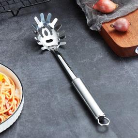 img 3 attached to 🍝 Berglander Stainless Steel Pasta Fork: Versatile Spaghetti Spoon and Noodle Server, Heat Resistant (Silver)