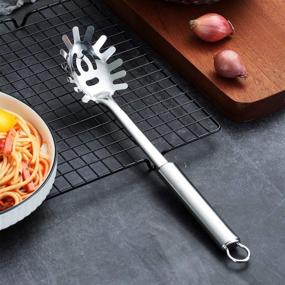 img 1 attached to 🍝 Berglander Stainless Steel Pasta Fork: Versatile Spaghetti Spoon and Noodle Server, Heat Resistant (Silver)