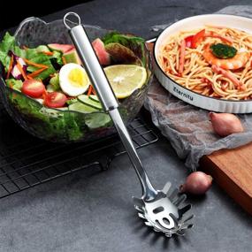 img 2 attached to 🍝 Berglander Stainless Steel Pasta Fork: Versatile Spaghetti Spoon and Noodle Server, Heat Resistant (Silver)