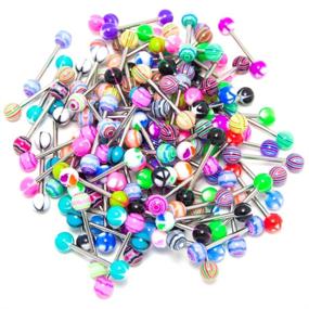 img 4 attached to 💋 ROSENICE Set of 20 Vibrant Women's Tongue Ring Bar Studs (Assorted Colors)