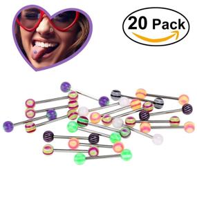 img 2 attached to 💋 ROSENICE Set of 20 Vibrant Women's Tongue Ring Bar Studs (Assorted Colors)