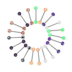 img 3 attached to 💋 ROSENICE Set of 20 Vibrant Women's Tongue Ring Bar Studs (Assorted Colors)