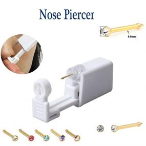 img 3 attached to 💎 Nose Piercing Kit: Disposable, Safe, Sterile Nose Piercing Gun with Gold Color Nose Studs - Body Jewelry Tool with 2mm White CZ-G201#