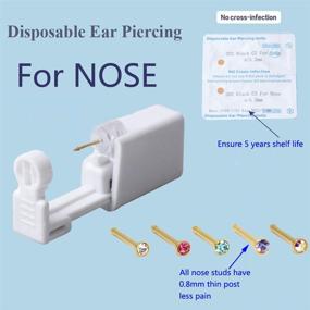 img 2 attached to 💎 Nose Piercing Kit: Disposable, Safe, Sterile Nose Piercing Gun with Gold Color Nose Studs - Body Jewelry Tool with 2mm White CZ-G201#