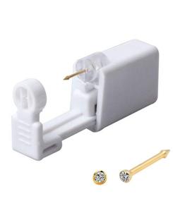 img 4 attached to 💎 Nose Piercing Kit: Disposable, Safe, Sterile Nose Piercing Gun with Gold Color Nose Studs - Body Jewelry Tool with 2mm White CZ-G201#