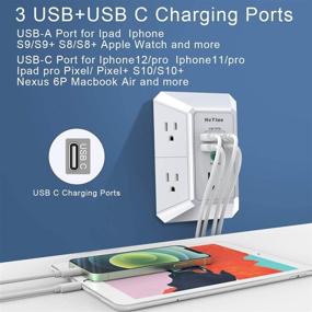 img 1 attached to 🔌 Power Strip Wall Adapter with USB Charging Ports, Surge Protector - NvTias Multi Plug Outlets, 3-Prong, 1680J, 4.8A Total, Type C - Ideal for Home and Office Use (White)