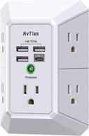 🔌 power strip wall adapter with usb charging ports, surge protector - nvtias multi plug outlets, 3-prong, 1680j, 4.8a total, type c - ideal for home and office use (white) логотип