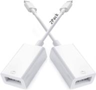 apple mfi certified 2 pack lightning to usb camera adapter - usb 3.0 otg data sync cable for iphone - connect card reader, u disk, keyboard, usb flash drive - plug & play logo