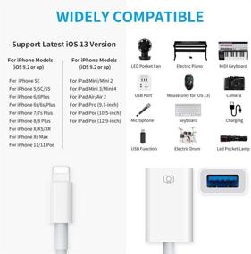 img 2 attached to Apple MFi Certified 2 Pack Lightning to USB Camera Adapter - USB 3.0 OTG Data Sync Cable for iPhone - Connect Card Reader, U Disk, Keyboard, USB Flash Drive - Plug & Play