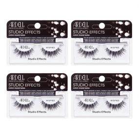 img 4 attached to 💫 Ardell Studio Effects Wispies Black, 4 Pack: Dramatic & Full-Volume False Eyelashes for Bold Looks