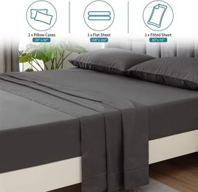 img 2 attached to 🛏️ PY Home Luxury King Size Grey Bedding Set: Ultra Soft 4-Piece Hotel Pillowcase Microfiber Sheets with 16" Deep Pockets, Including Flat Sheet and Fitted Sheet