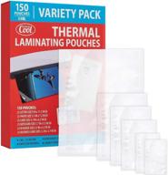 📸 5mil thermal laminating pouches - 150 count, for letter, photo, card, notecard, id badge & business card sizes, dry-erase friendly sheets, compatible with laminators, crystal clear laminated finish logo