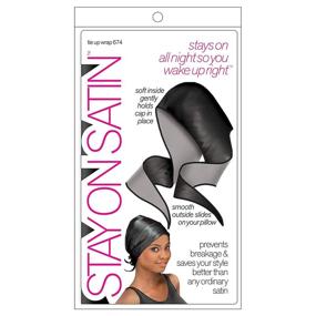 img 4 attached to 🌙 Black Satin Hair Wrap Headscarf for Women's Sleepwear - Stay-On and Tie-Up!