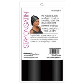 img 3 attached to 🌙 Black Satin Hair Wrap Headscarf for Women's Sleepwear - Stay-On and Tie-Up!