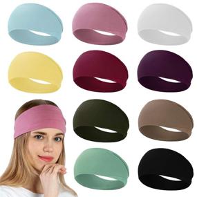 img 4 attached to 👩 RITOPER 10 Pack Solid Headbands for Women: Non-Slip, Stretchy, and Stylish Hair Bands for Running, Yoga, Workout and More