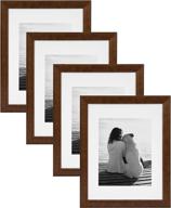 🖼️ designovation kieva solid wood picture frames - espresso brown, 11x14 matting to 8x10, pack of 4 логотип