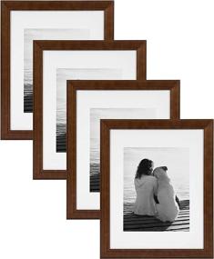 img 4 attached to 🖼️ DesignOvation Kieva Solid Wood Picture Frames - Espresso Brown, 11x14 Matting to 8x10, Pack of 4