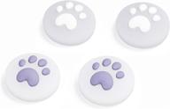 leyusmart translucent cat paw thumb grips caps for nintendo switch & lite - clear silicone thumb cap, soft skin cover for joy-con controller thumbstick in purple & white logo