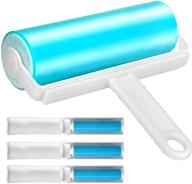 sticky lint roller 4 pack: reusable & washable super-sized silicone rollers - ideal for removing pet hair, clothes, carseats logo