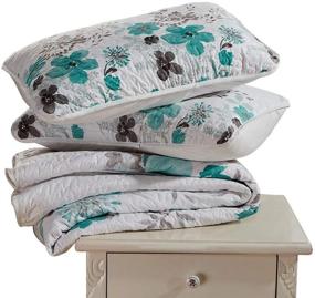 img 2 attached to 🌸 Stunning Turquoise Flowers Print Twin/Twin XL Bedspread - 2pc Home Collection 70"x90