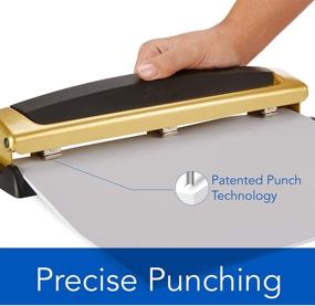 img 1 attached to 📎 Swingline Precision Pro Desktop Hole Punch: Adjustable, 2-3 Holes, 10 Sheet Punch Capacity, Black/Gold (74086)