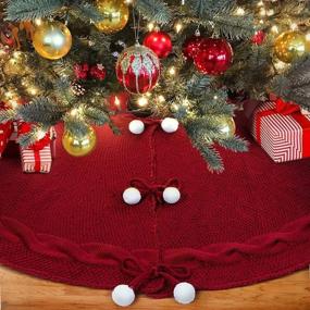 img 3 attached to 🎄 48 Inch Loozykit Christmas Tree Skirt - White Thick Knitted Xmas Tree Mat for Holiday Decoration - Rustic Tree Skirt for New Year Party - Large Knit Tree Skirt