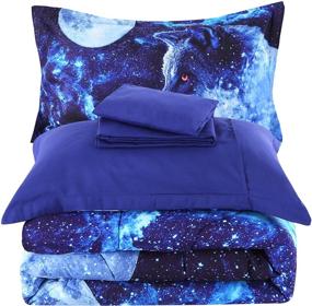 img 2 attached to 🐺 Wowelife Wolf Galaxy 5 Piece Bedding Set Twin - Complete Comforter Set for Galaxy Wolf Lovers