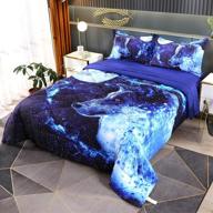 🐺 wowelife wolf galaxy 5 piece bedding set twin - complete comforter set for galaxy wolf lovers logo