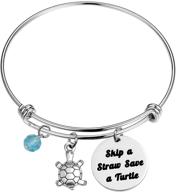 🐢 bnql skip a straw save a turtle bracelet keychain: promote environmental awareness & show love for turtles! logo