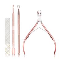 💅 complete nail care kit: 4pc cuticle trimmer, pusher, remover set & glass nail file logo