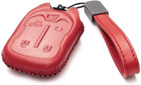 img 3 attached to 🔑 SEO-Optimized: VITODECO Genuine Leather Smart Key Fob Case for Chevrolet Silverado 1500, 2500, 3500 (2019-2021) & GMC Sierra (2019-2021) – Red, 5-Button