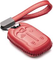 🔑 seo-optimized: vitodeco genuine leather smart key fob case for chevrolet silverado 1500, 2500, 3500 (2019-2021) & gmc sierra (2019-2021) – red, 5-button logo