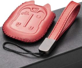 img 1 attached to 🔑 SEO-Optimized: VITODECO Genuine Leather Smart Key Fob Case for Chevrolet Silverado 1500, 2500, 3500 (2019-2021) & GMC Sierra (2019-2021) – Red, 5-Button