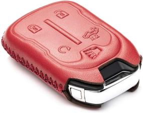 img 2 attached to 🔑 SEO-Optimized: VITODECO Genuine Leather Smart Key Fob Case for Chevrolet Silverado 1500, 2500, 3500 (2019-2021) & GMC Sierra (2019-2021) – Red, 5-Button