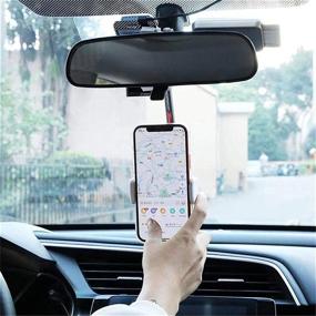 img 2 attached to 📲 Lilibiao Rear View Mirror Car Phone Bracket: Universal 360 Degree Rotation Holder for 4.0-6.1 inch Mobile Phones (Black)