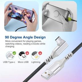 img 3 attached to 🔌 Pofesun 10ft USB C кабель: 90 градусов угловое быстрое зарядное устройство для Samsung Galaxy и LG G8, V40, Moto G7- Черный