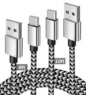 🔌 high-speed usb type c cable 10ft 6ft 2-pack: extended fast charger cord for samsung galaxy a71 a70 a51 a50 a01 a11 a21 s20 fe ultra s10 s9 s8 plus note 10 lg stylo 6 v40 v60 g70 k51 k61 logo