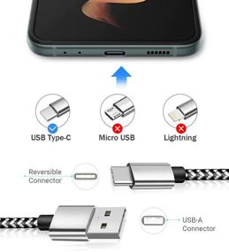 img 3 attached to 🔌 High-Speed USB Type C Cable 10ft 6ft 2-Pack: Extended Fast Charger Cord for Samsung Galaxy A71 A70 A51 A50 A01 A11 A21 S20 Fe Ultra S10 S9 S8 Plus Note 10 LG Stylo 6 V40 V60 G70 K51 K61