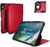 zugu case alpha case 10.9 inch ipad air gen 4 (2020) - protective, slim, magnetic stand, sleep/wake cover (fits a2072, a2316, a2324, a2325) - red logo