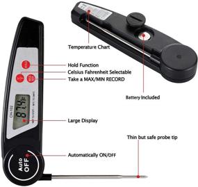 img 3 attached to 🌡️ Ultra-Fast Waterproof Digital Instant Read Meat Thermometer by Aictoe - Ideal for Outdoor BBQ Grill, Smoker, Baking, Turkey, Oil Deep Frying, and Kitchen Food Cooking