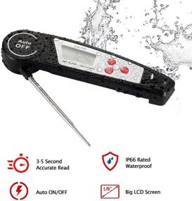 img 2 attached to 🌡️ Ultra-Fast Waterproof Digital Instant Read Meat Thermometer by Aictoe - Ideal for Outdoor BBQ Grill, Smoker, Baking, Turkey, Oil Deep Frying, and Kitchen Food Cooking